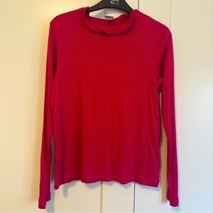 Smash + Tess Pink Ribbed Long Sleeve Top With Ruffles Size Medium Women’s